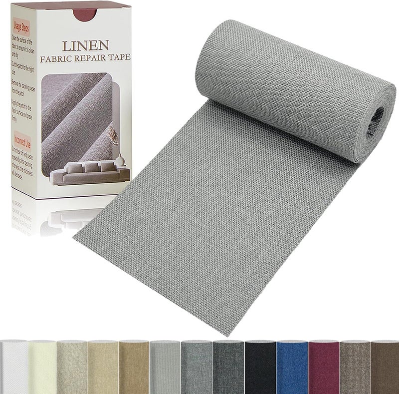Gheeidau Linen Repair Tape 4x70 Inch Self-Adhesive Couch Patch Repair Fabric Patch for Furniture,Sofas,Cushion,Chairs,Bags,Linen Goods(Light Grey) - Image 1